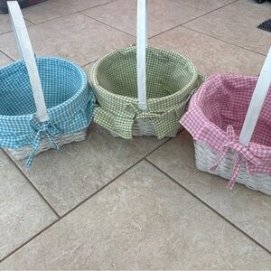 Hobby Lobby Gingham Lined Baskets - Blue, Green, Pink